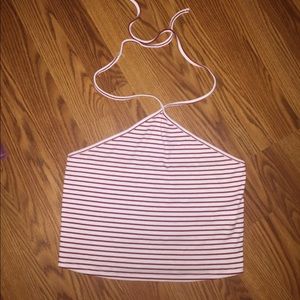 Striped high neck top