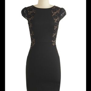 Black body con dress with detailed side lace