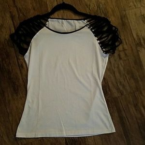 White tank with black straps