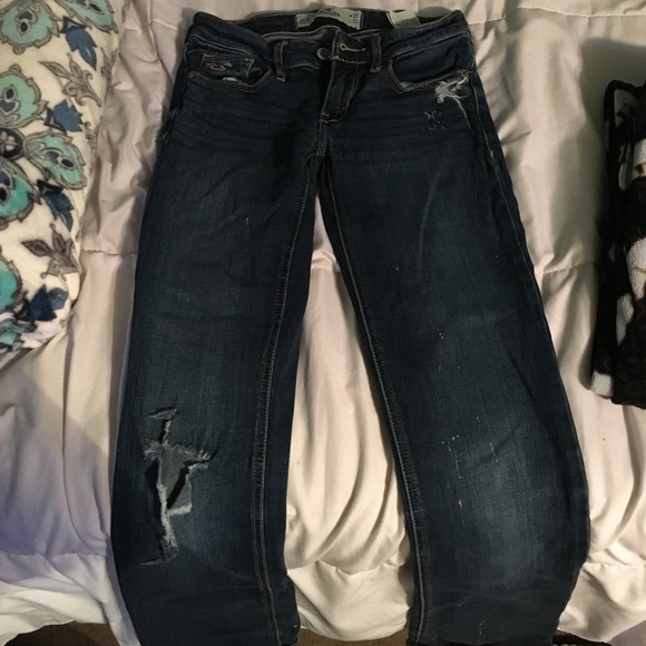 Used Hollister, paint splatter, boot cut jeans