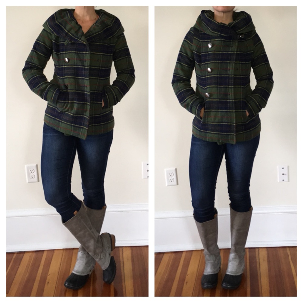 Urban Outfitters BDG plaid shawl collar peacoat