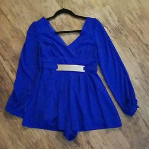 Blue romper with gold belt