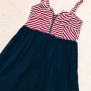 Red & White striped dress w/ zipper front