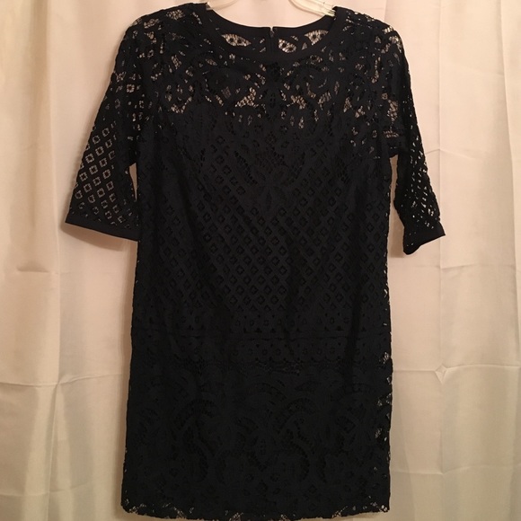 Never worn navy blue lace dress with under dress