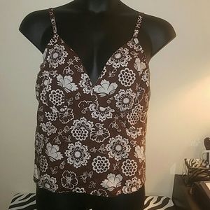 Brown spaghetti strapped top