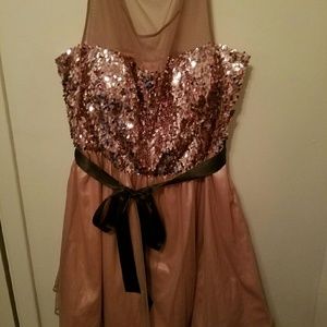 Rose colored sequin prom dress