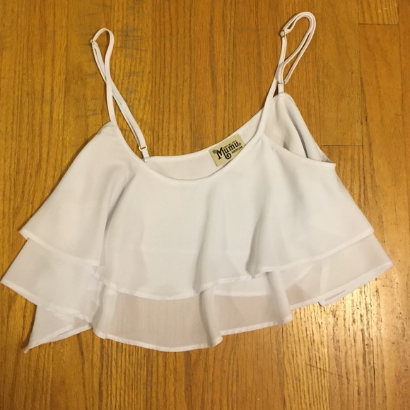 SHOW ME YOUR MUMU white ruffle crop top. Size M.
