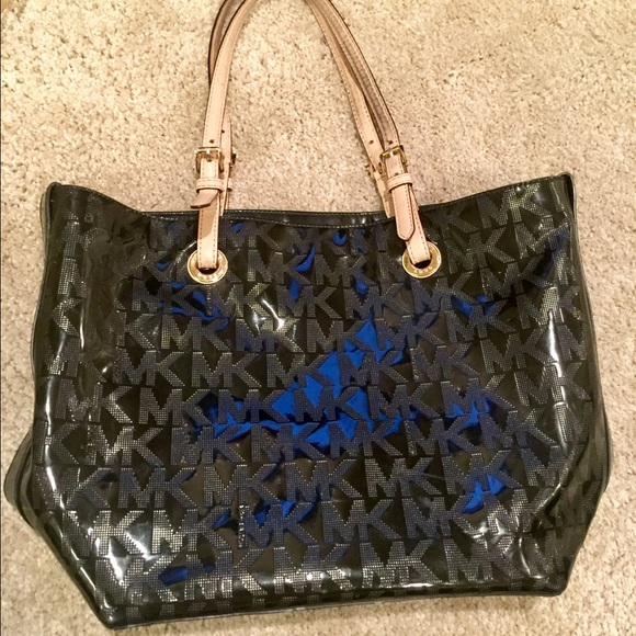 Michael Kors Jet Set Metallic Black East/West Tote
