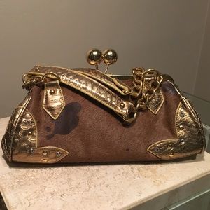 Calfhair leather Bag.Mixed textures.day to Evening