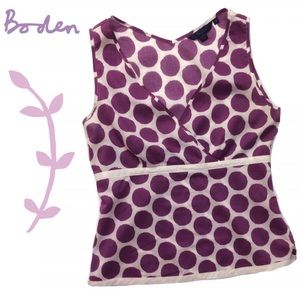 EUC Boden purple polka dot linen top