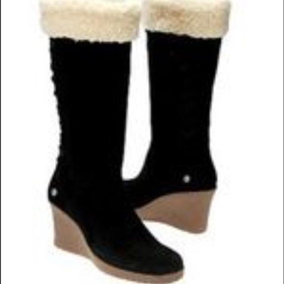 Black tall UGG Sandra wedge AND Brown tall Boots.
