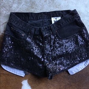 Levis Black Denim Shorts with Sequins