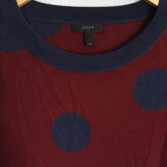 JCrew Maroon & Blue Polka Dot 3/4 Sleeve Sweater - Picture 2 of 4