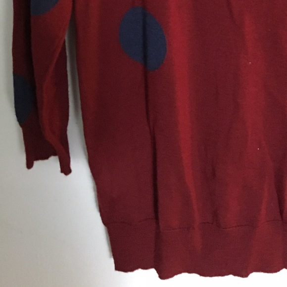 JCrew Maroon & Blue Polka Dot 3/4 Sleeve Sweater - Picture 4 of 4