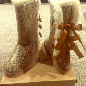 Brown snakeskin Bailey Bow UGG boots