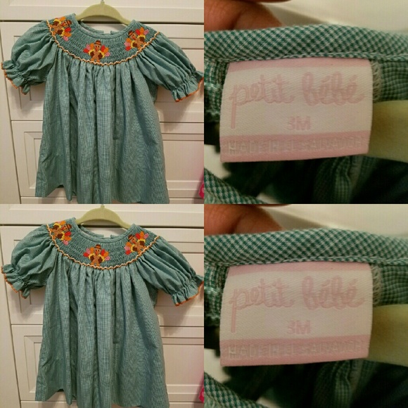 Green smocked Thanksgiving dress