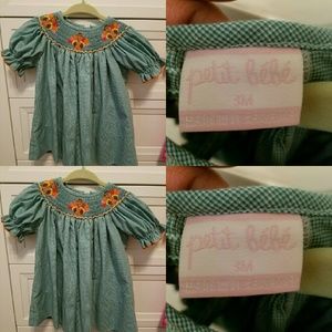 Green smocked Thanksgiving dress