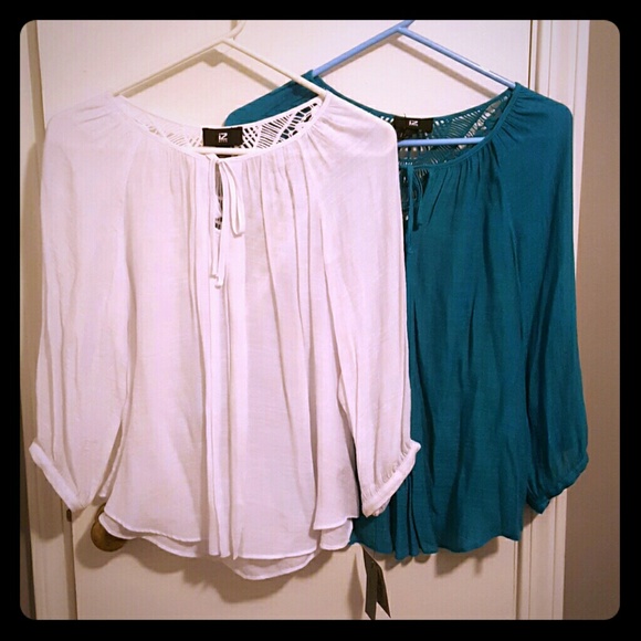 White and Turquoise blouses