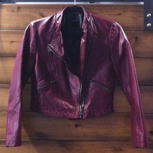 Burgundy Faux Leather Jacket