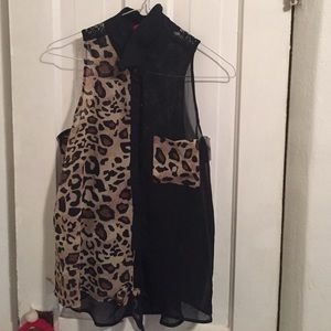 Leopard/black bongo top