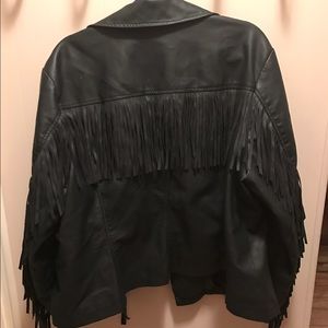 Faux Leather Jacket with Fringe