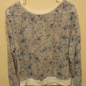 White & Blue Semi-Sheer Women's Medium Sweater
