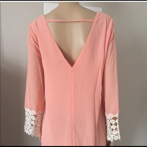 ๐ BAMBI* Coral & Cream Bell-Sleeved Boho Top - Picture 4 of 4