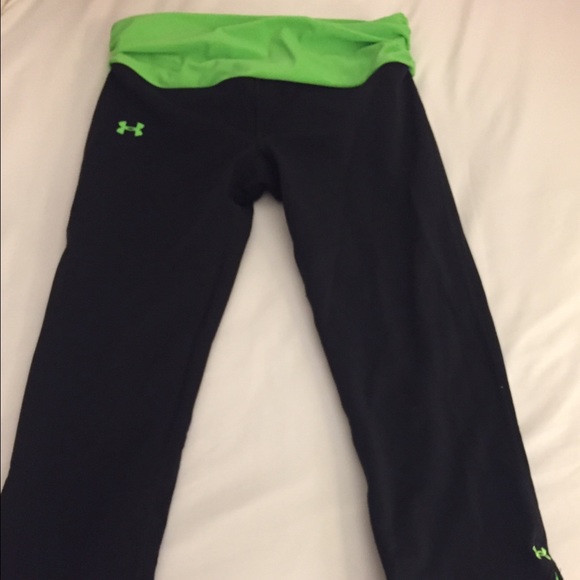 Under armour black and neon green capris