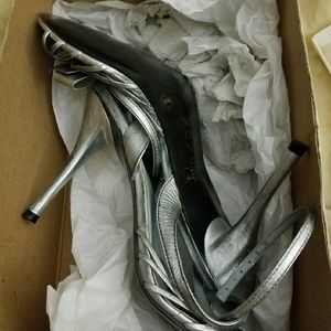 BCBG Metallic Silver Sandals
