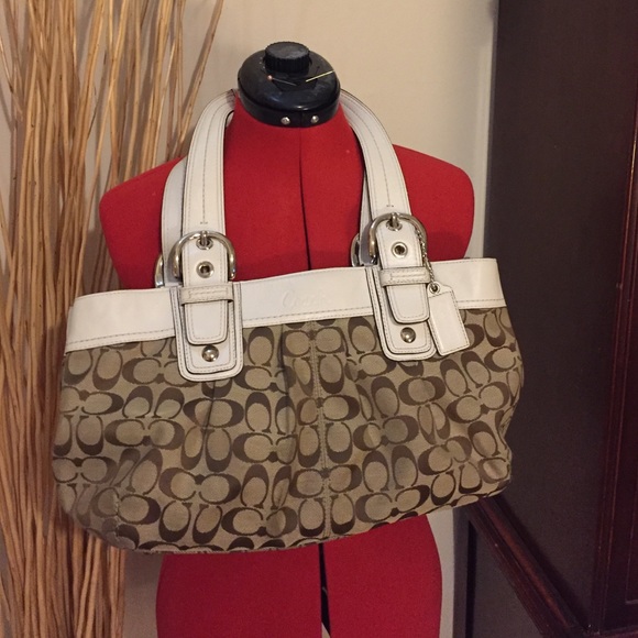 Coach Tan Brown and White Purse