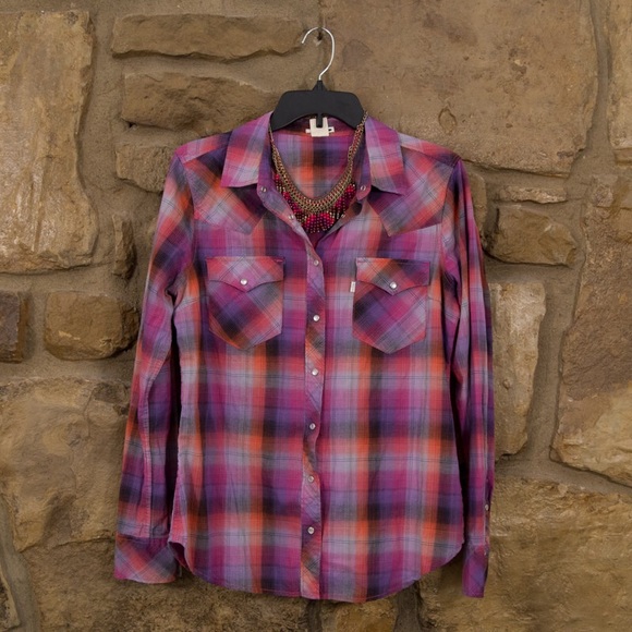 Plaid Button-Up Top by Levi's NWOT