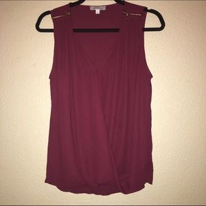 Burgandy zipper tank top