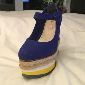 Deep blue Prada platforms