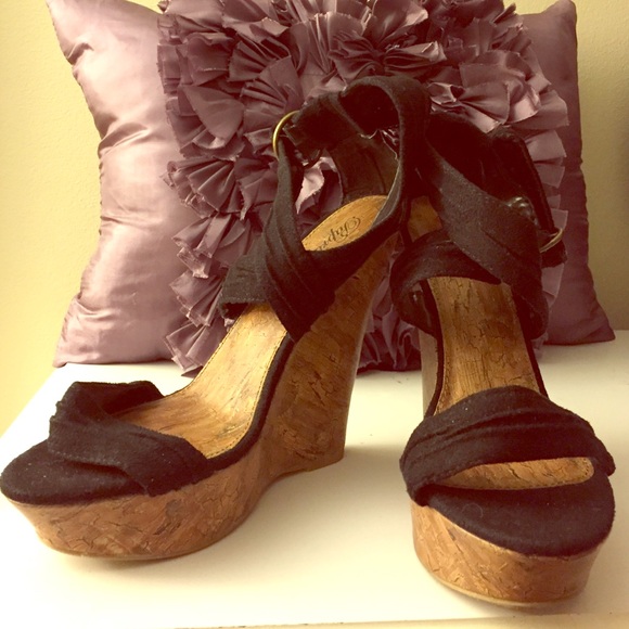 Sexy Ankle Strap Wedge Sandals, Size 8.5