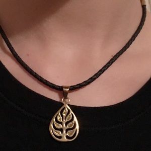 Gold Plate Leaf Necklace