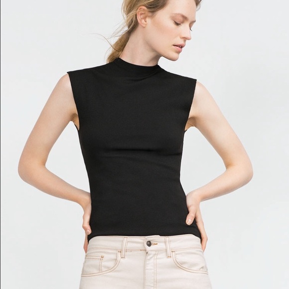 Zara Black High Neck Top