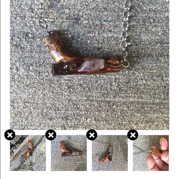 Wooden Pendant- Amethyst&Citrine