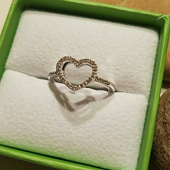 Diamonds heart Ring sterling silver