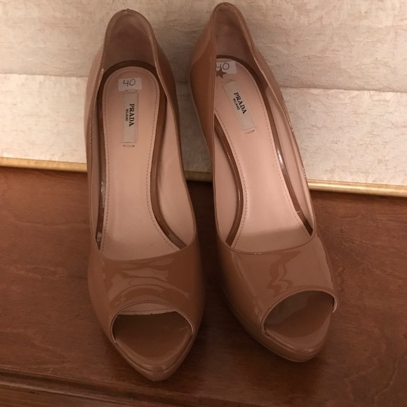 Nude open toed Prada heels