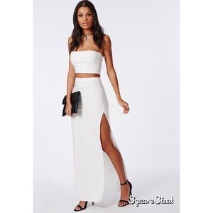 NWT missguided thigh slit white maxi skirt