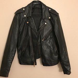 Men's medium leather biker jacket.
