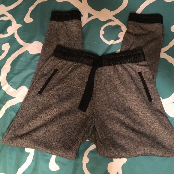 Gray and black joggers