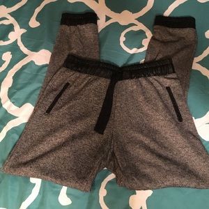 Gray and black joggers