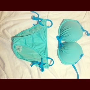 Never worn blue Victorias Secret push up bikini