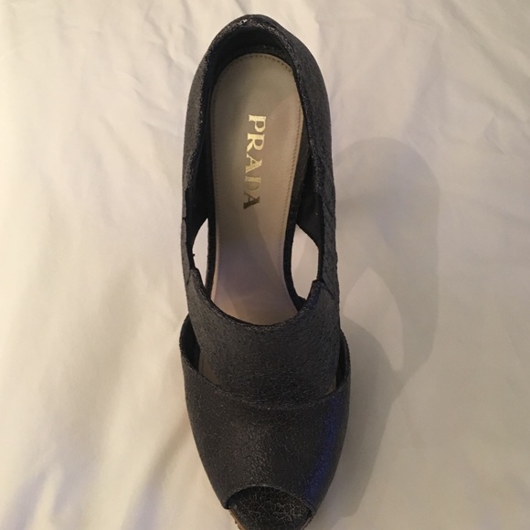 Metallic dark gray Prada platforms. Rubber platfrm - Picture 3 of 4