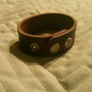 Men's genuine leather snap bracelet
