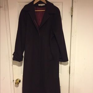 Long wine wool winter coat
