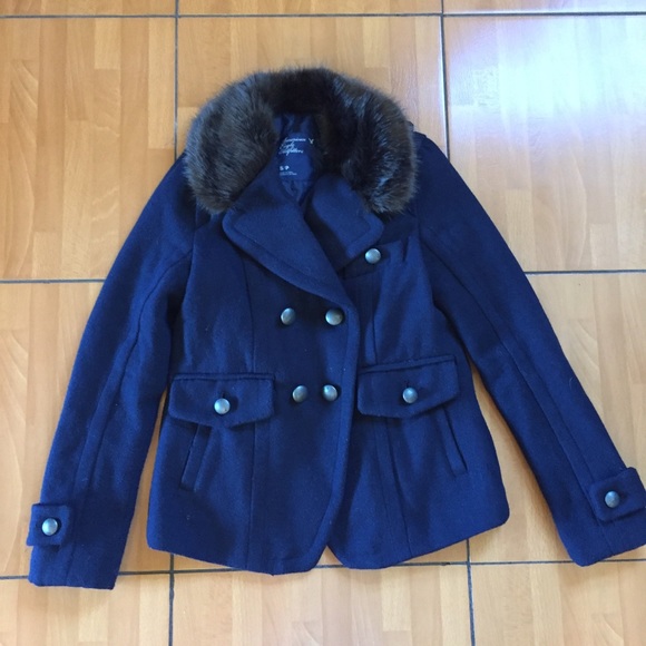 American Eagle faux fur collar coat