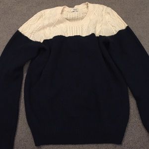 Navy and cream cable sweater