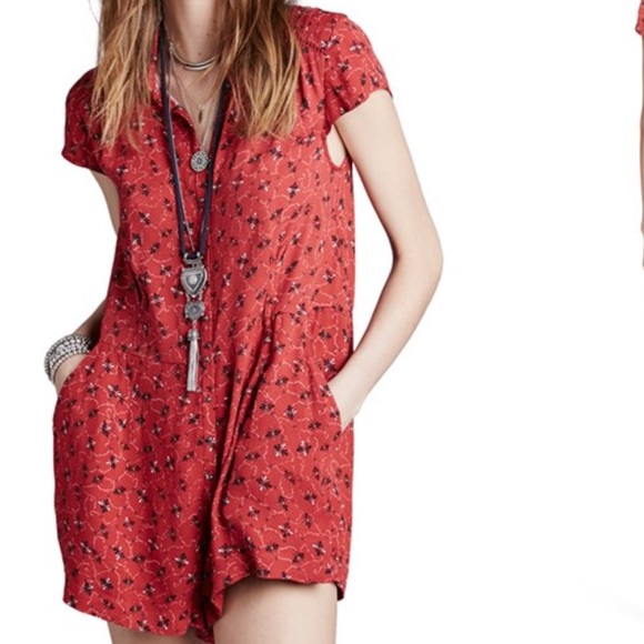 free people red romper